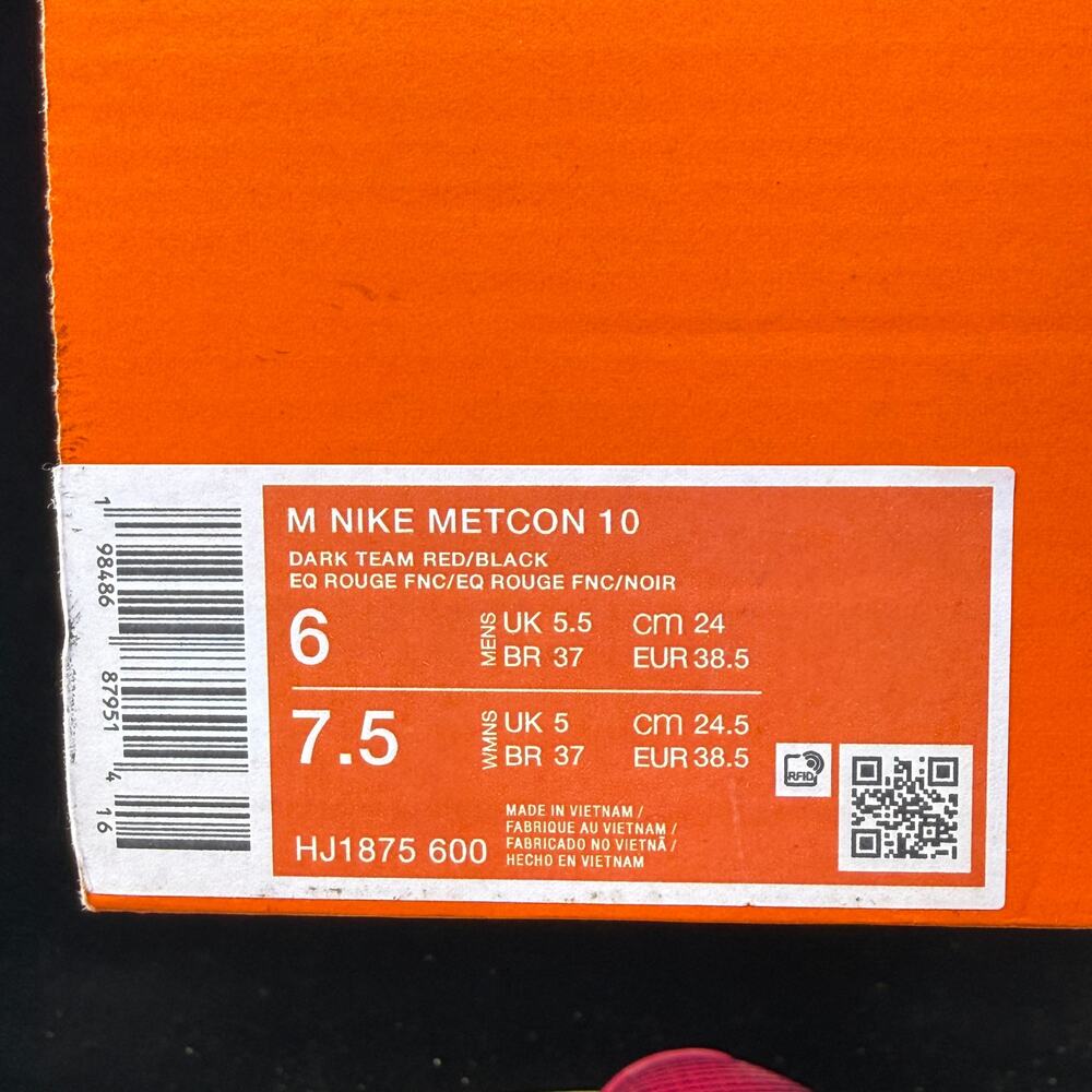 Nike Metcon 10 Mens Dark Team Red HJ1875-600 Size 6M/ 7.5W Shoes - Picture 10 of 10
